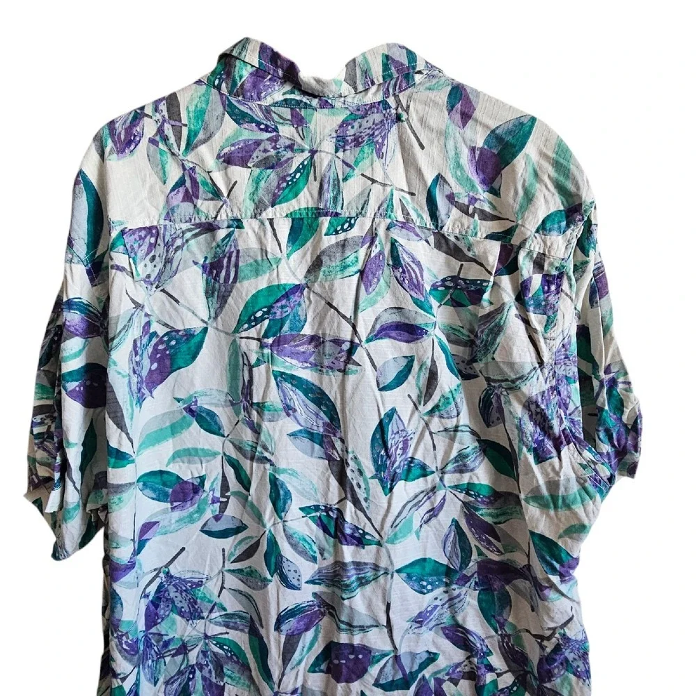 Tommy Bahama Silk Button Up Tropical Leaf Print Camp Shirt Plus‎ Size 3XL 3X